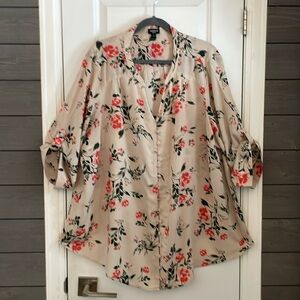 TORRID Harper Challis Floral Button Down Split Neck Top (4) 26 Plus Size EUC